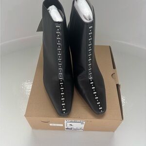 Zara Black Ankle Boots with Silver Studs and zipper backs